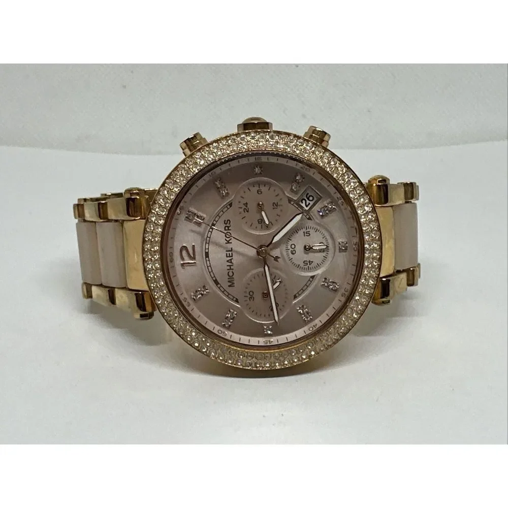 Michael Kors Parker MK5896 Women Rose Gold Analog Dial Quartz Wrist Watch NUL45